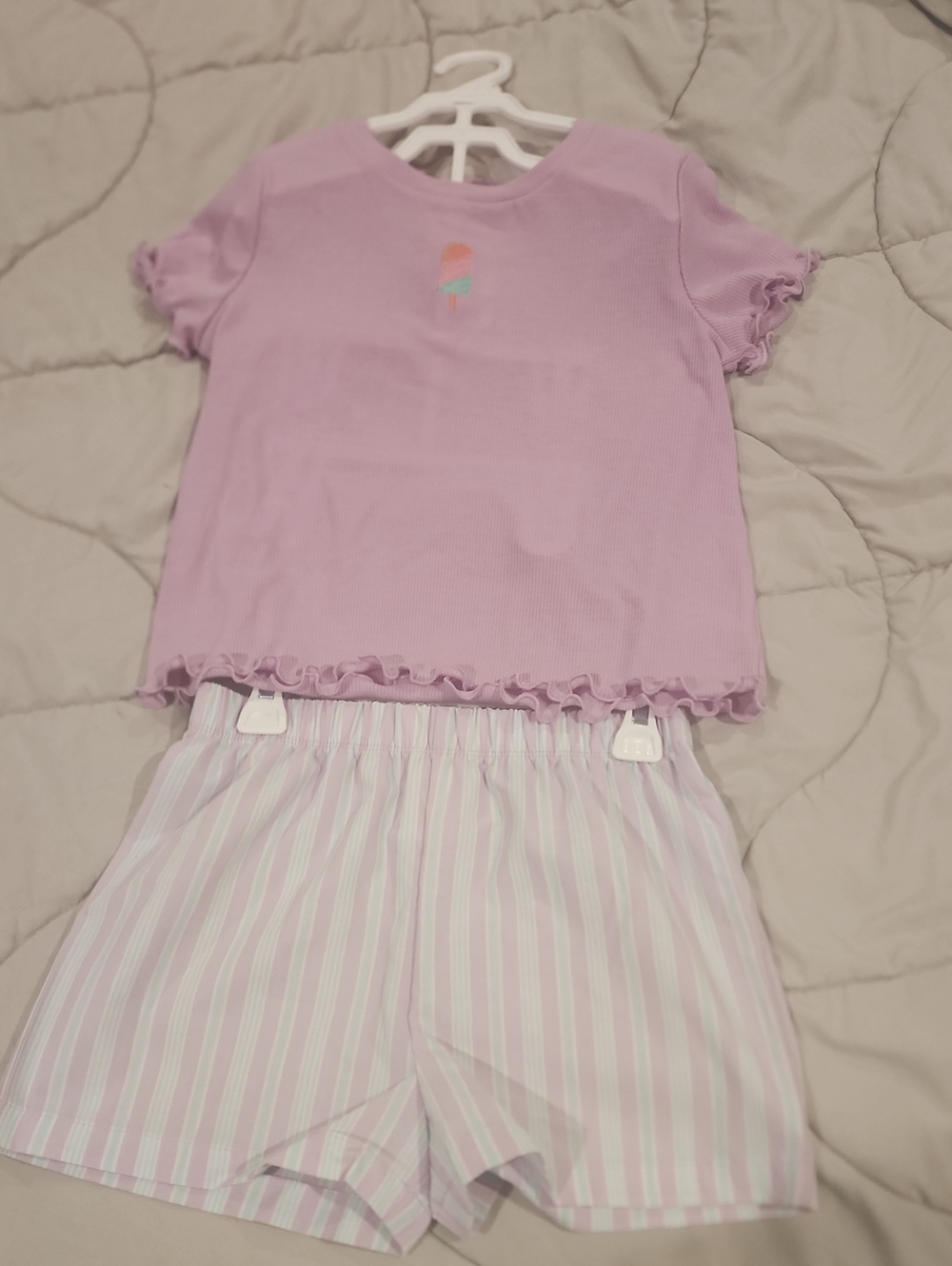 Cuddl Duds Lavender Ruffle Short Pajama Set